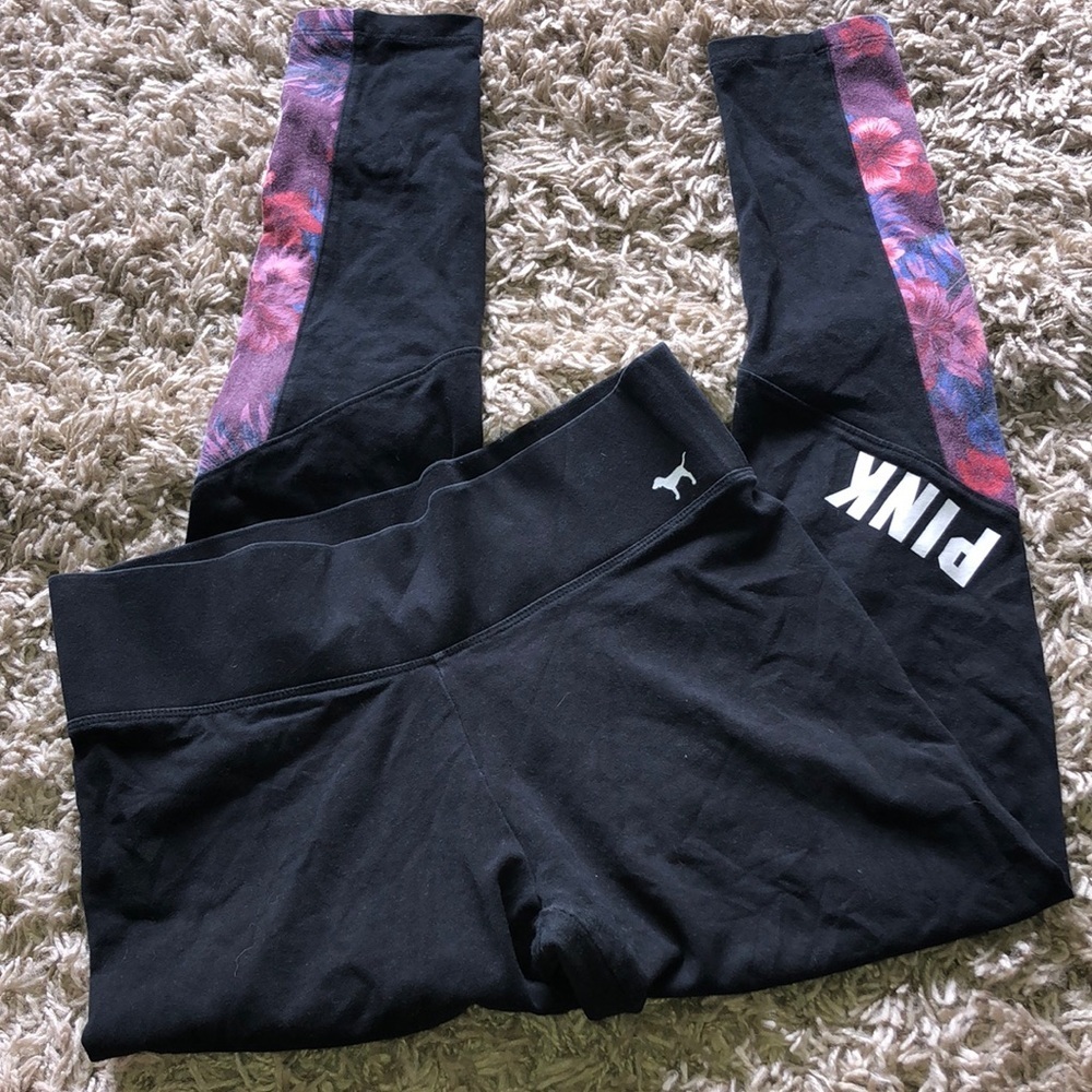 Pink Victoria’s Secret tropical leggings size medium pink yoga pants floral​​​